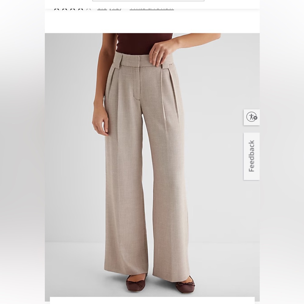Express Stylist Wide Leg High-Waist Dress Pants in Light Taupe